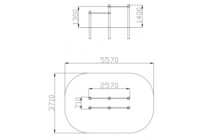 Брусья двойные для отжимания разноуровневые (Нержавеющая сталь)